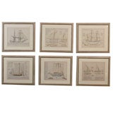 Set of 6 Antique French Sailboat Prints and Plans