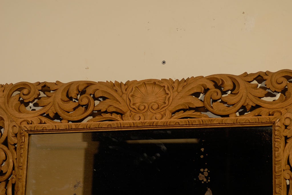 19th Century 19th C English Oak Carved Mirror For Sale