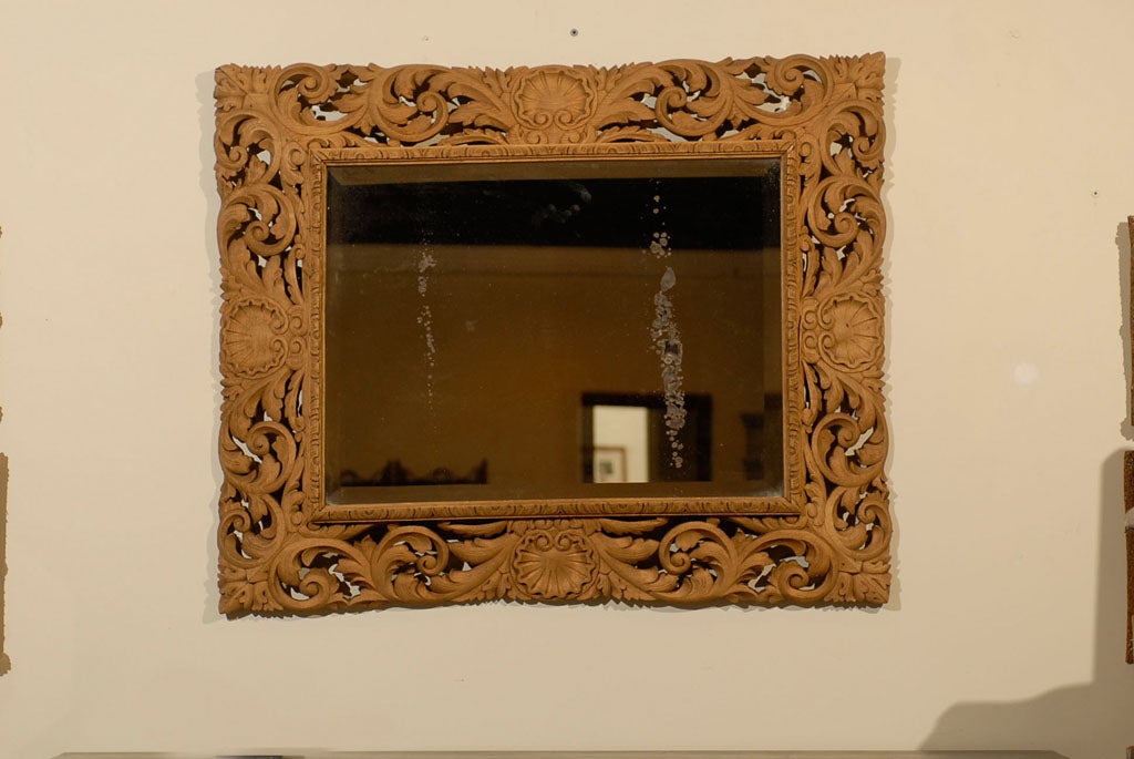 19th C English Oak Carved Mirror For Sale 2