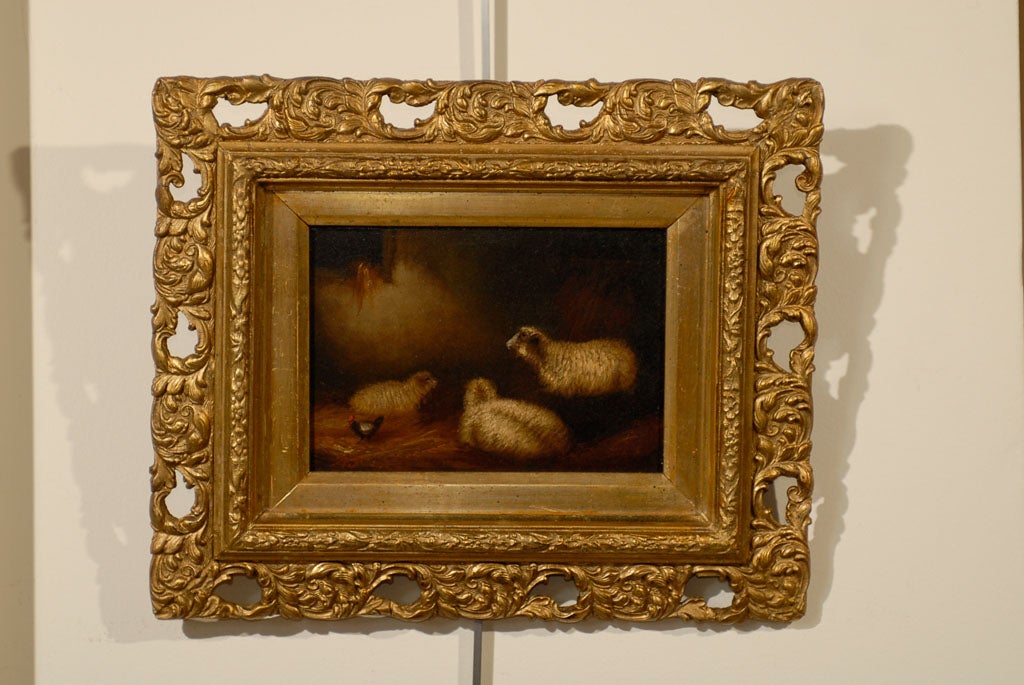 19th Century Pair of Small English Sheep Paintings