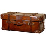 English  Leather Trunk on Stand