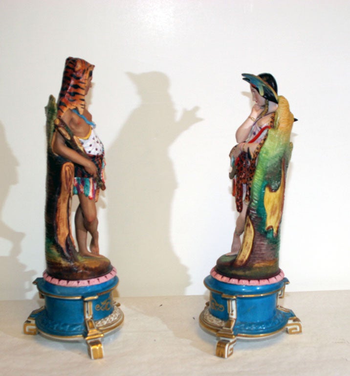 A PAIR OF FIGURES OF AMERICAN INDIANS. FRENCH, C. 1885 For Sale 1