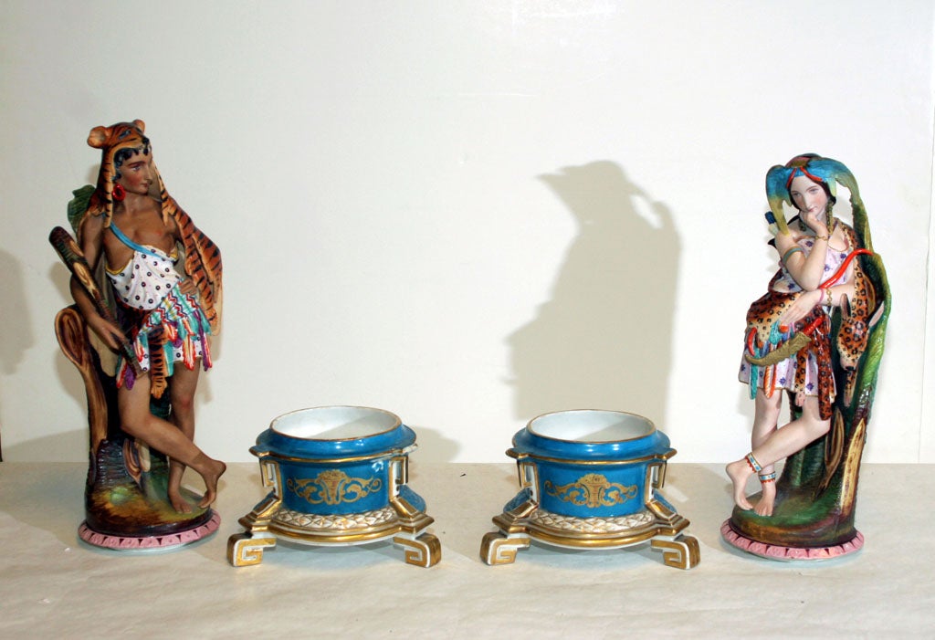 A PAIR OF FIGURES OF AMERICAN INDIANS. FRENCH, C. 1885 For Sale 4