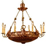 Copper and brass chandelier