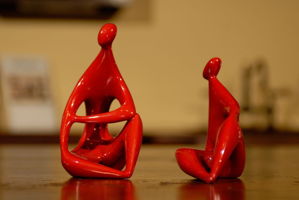 Mid-20th Century Zsolnay - Red Figurines by Janos Torok