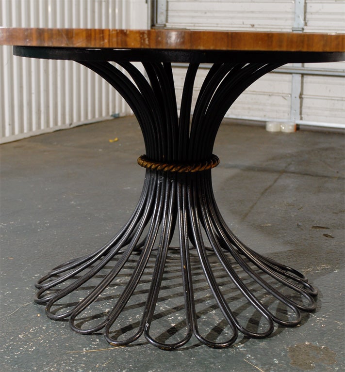 C. 1940-60'S FRENCH ROUND TABLE WITH MAHOGANY TOP