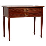 ENGLISH MAHOGANY 2 DRAWER SIDE TABLE WITH BEAUTIFUL FRETWORK