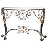OXIDIZED IRON CONSOLE TABLE WITH FLORAL MOTIF