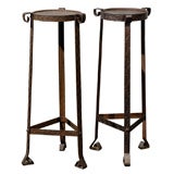 PAIR OF IRON ART DECO PLANT STANDS