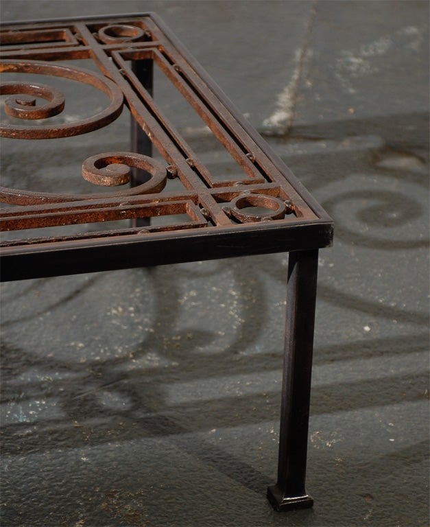 20th Century Iron Custom Made Coffee Table with Old Iron Top For Sale 2