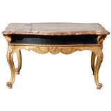LOUIS XV STYLE GILTWOOD COFFEE TABLE, WITH MARBLE TOP