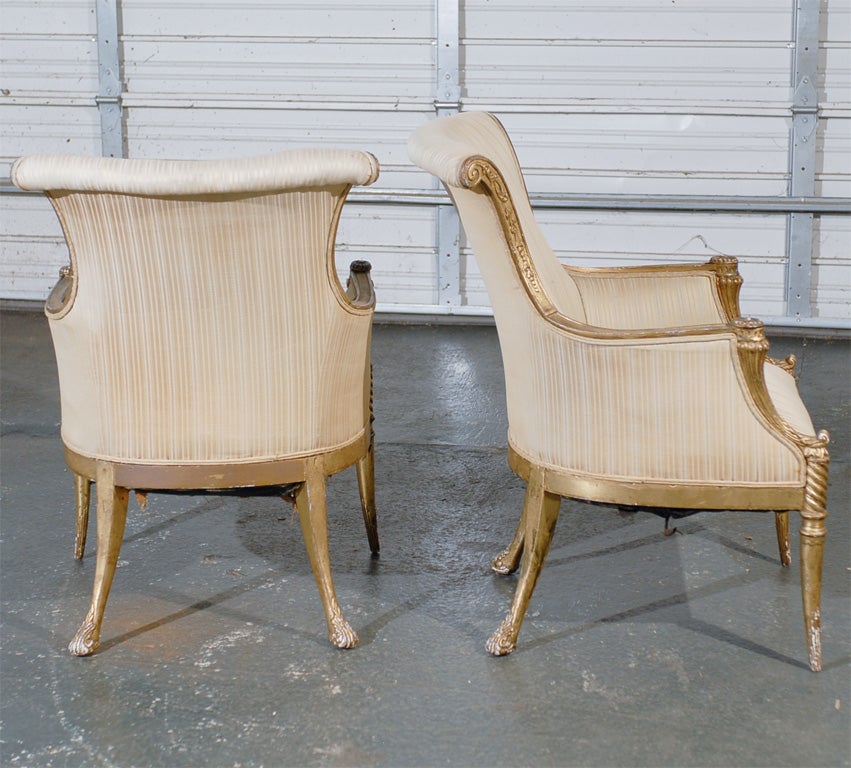 Pair of 19th Century Regency Style Giltwood Arm Chairs For Sale 2