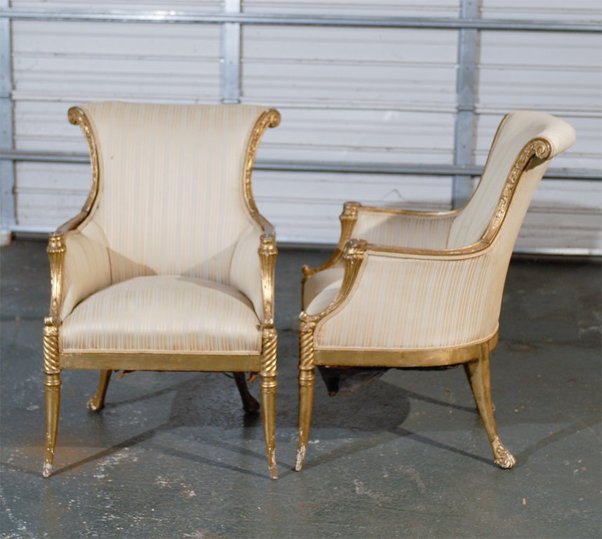 Pair of 19th Century Regency Style Giltwood Arm Chairs For Sale 4