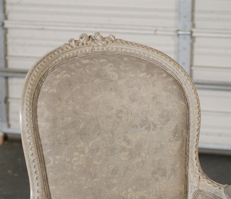 19th Century Louis XV Style Painted Bergere Chair For Sale 4
