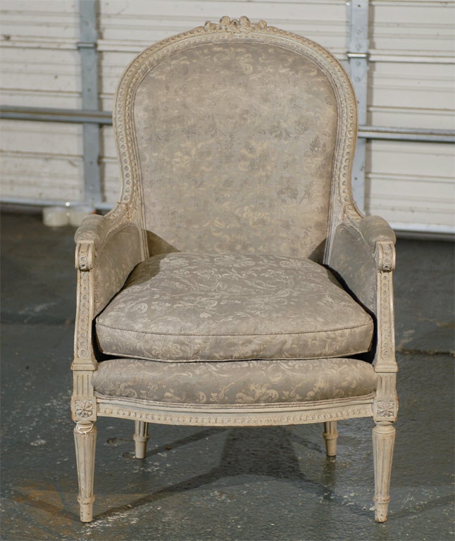 19th Century Louis XV Style Painted Bergere Chair For Sale 5