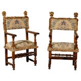 PAIR OF EARLY ITALIAN HALL CHAIRS