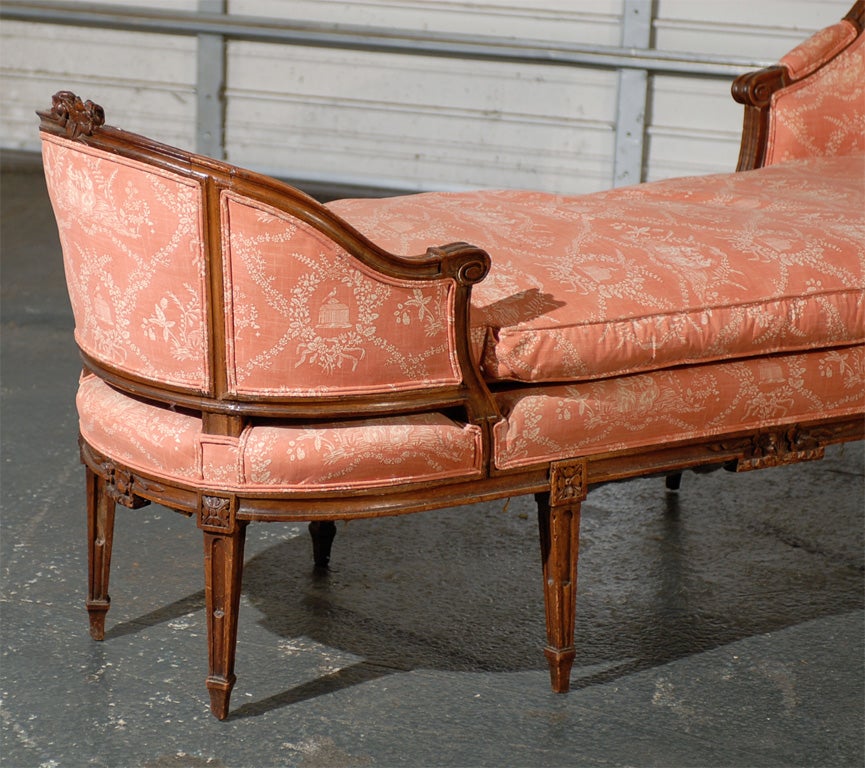 18th-19th century French Louis XVI upholstered chaise lounge, signed 