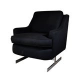 Steel T-Base Chair Upholstered in Black Cashmere