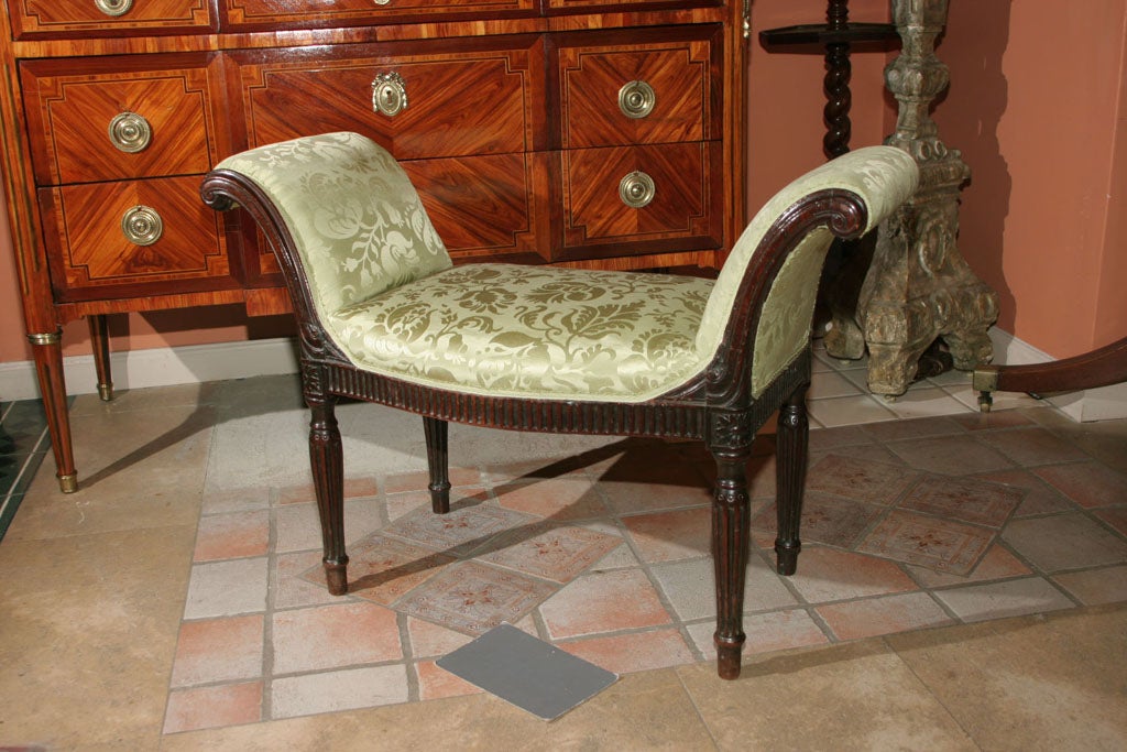 English George III Mahogany Scroll Arm Window Bench