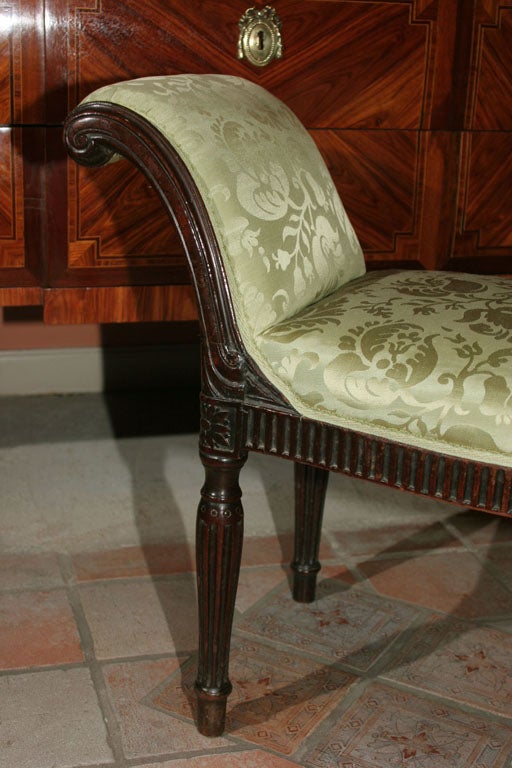 18th Century and Earlier George III Mahogany Scroll Arm Window Bench