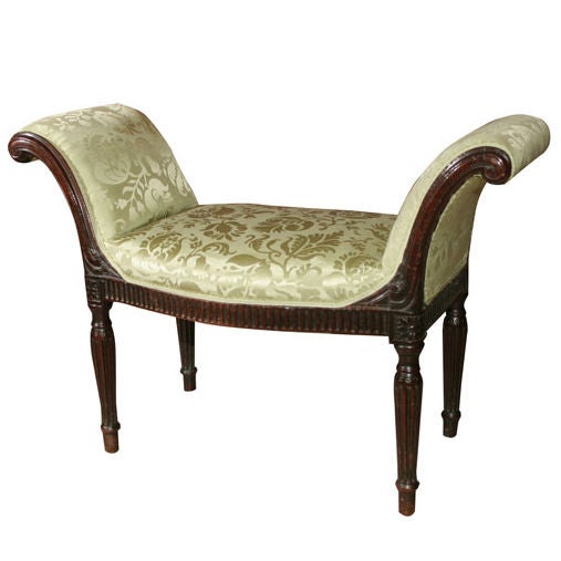 George III Mahogany Scroll Arm Window Bench