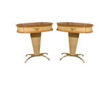 Pair of Italian sycamore and, parchment side tables