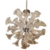 Chrome sptunik chandelier with Murano "lily" elements by Vistosi