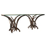 Abstract welded iron console table by Silas Seandel