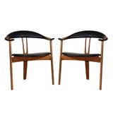 Pr. of teak and oak armchairs by Arne Hovmand-Olsen