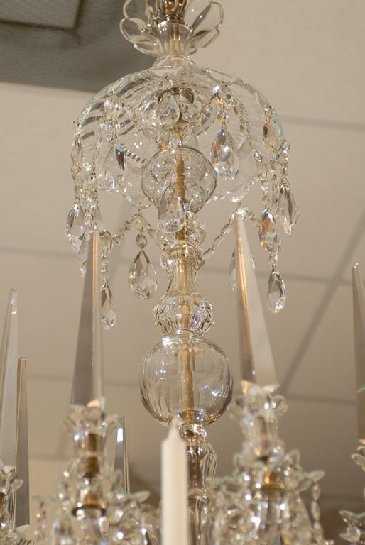 19th Century Very Fine Parker & Perry Crystal Arm Chandelier, ca. 1820 For Sale