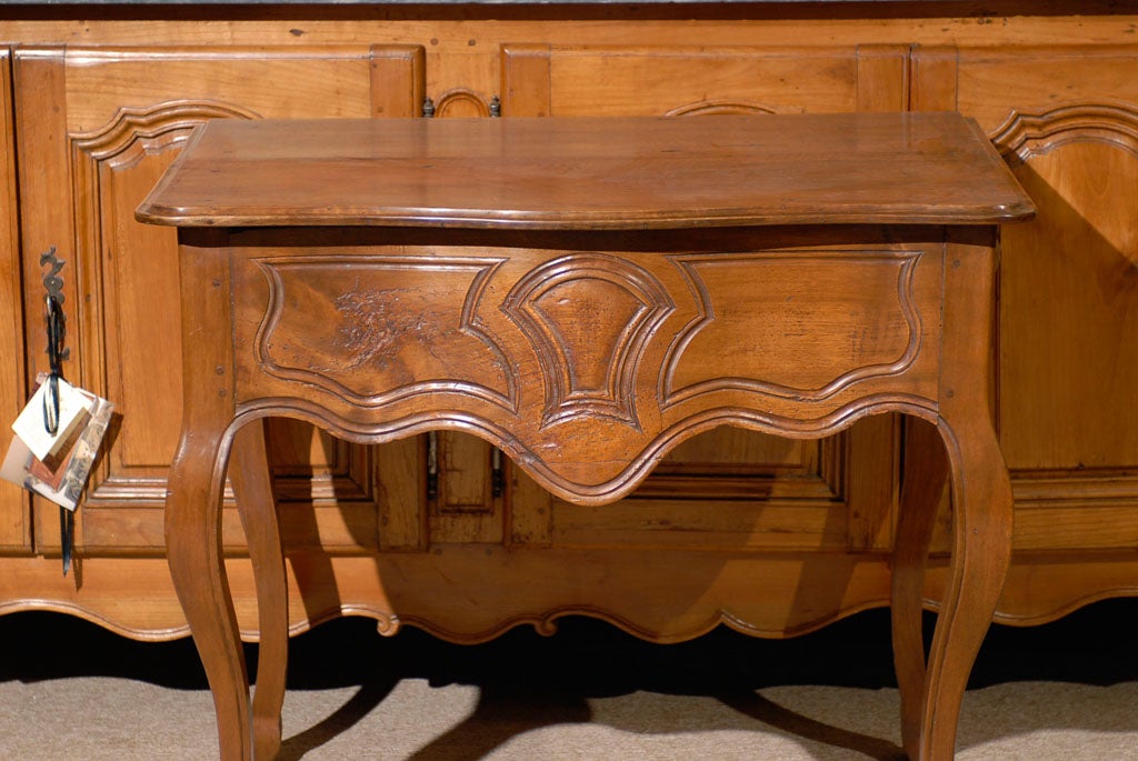 French Louis XV Walnut Console Table with Hoof Feet ca. 1760 For Sale