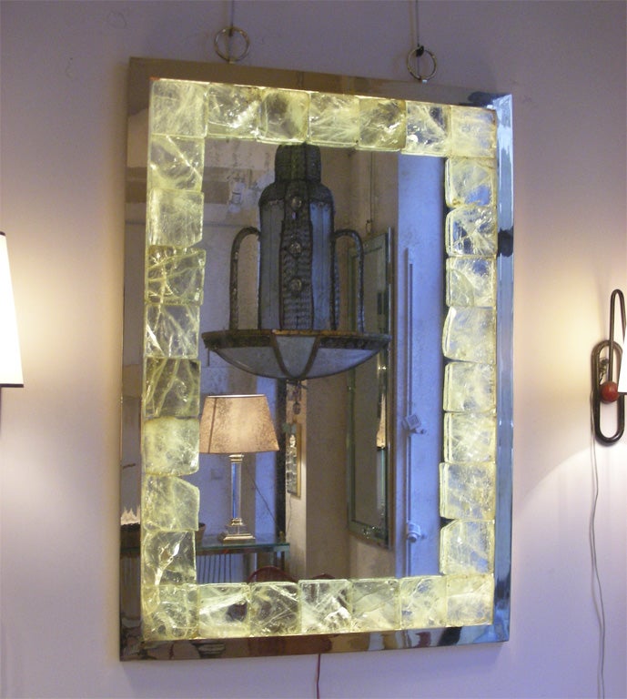 Contemporary Rock Crystal Lighted Mirror by Andre Hayat In Excellent Condition For Sale In Paris, ile de france