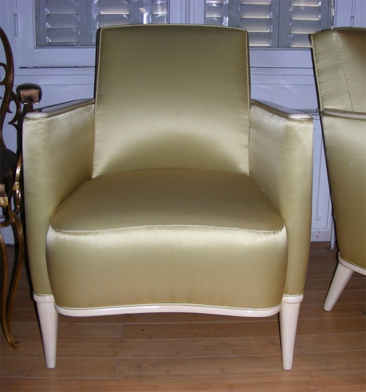 French Two 1940s Armchairs by René Prou For Sale