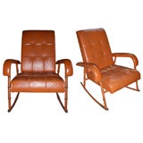 Two 1950s Rocking Chairs by Jacques Adnet