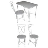 1940s Metal Desk and Three Chairs by Gilbert Poillerat