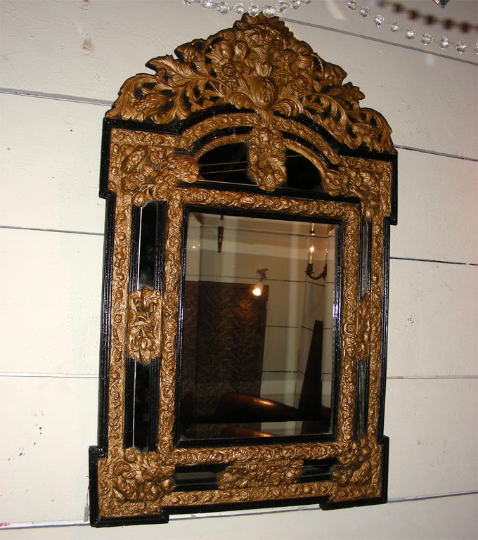 French Napoleon III Mirror with Repoussé Copper Frame For Sale