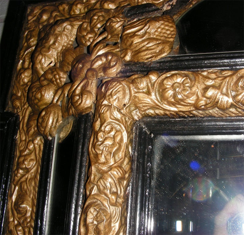 Napoleon III Mirror with Repoussé Copper Frame For Sale 3