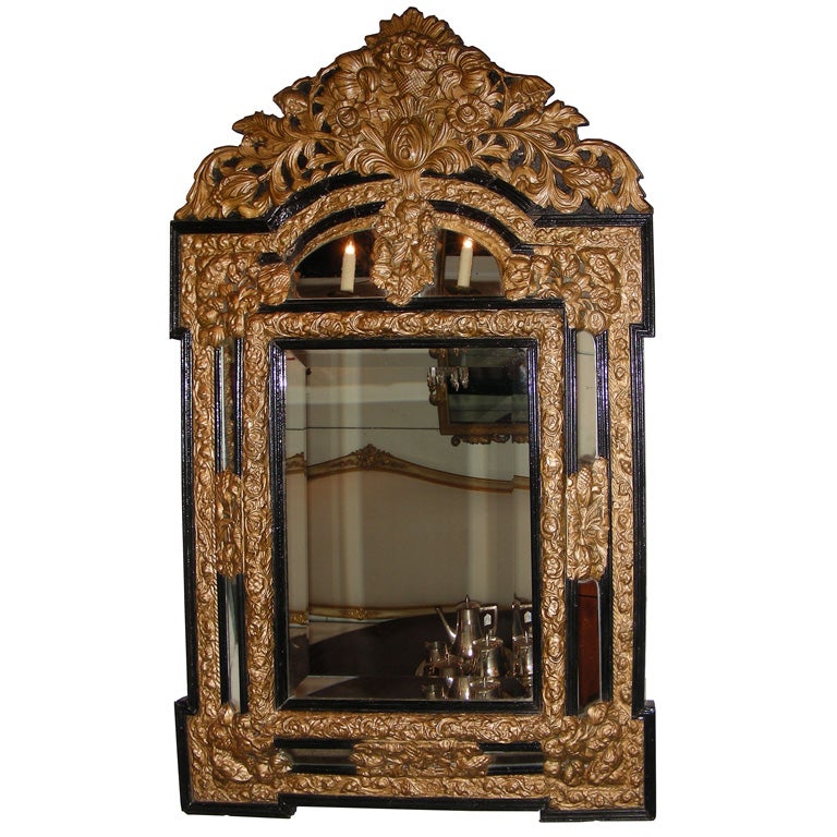Napoleon III Mirror with Repoussé Copper Frame For Sale