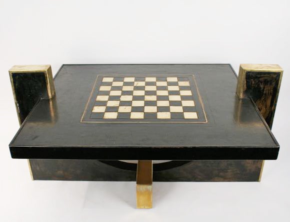 French 1960-1980 Coffee Table with a Central Checkerboard For Sale