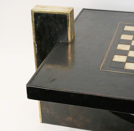 Leather 1960-1980 Coffee Table with a Central Checkerboard For Sale