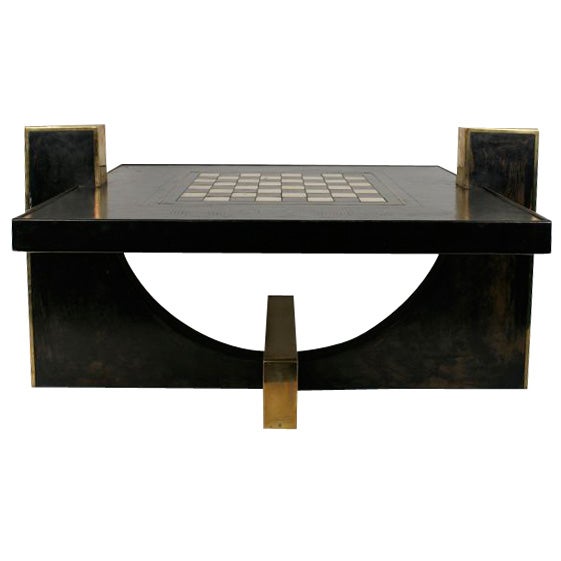 1960-1980 Coffee Table with a Central Checkerboard For Sale