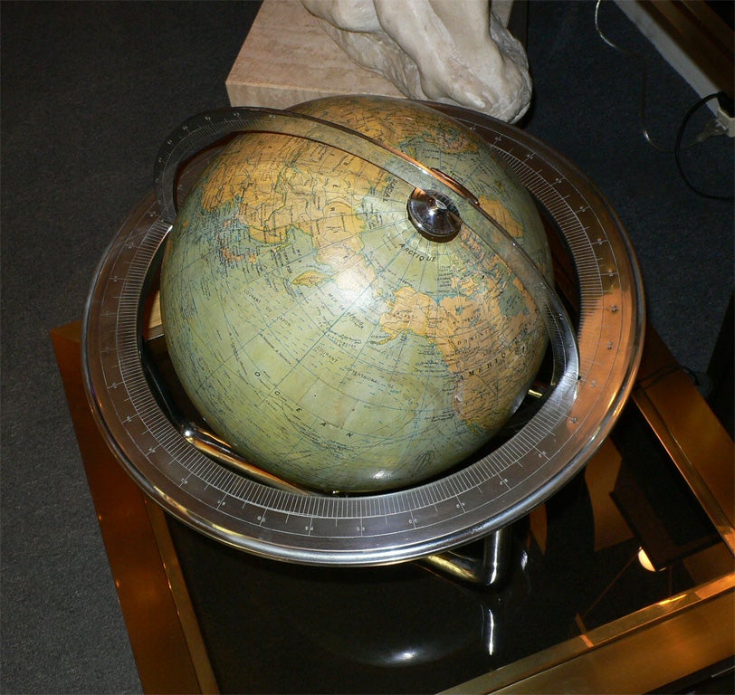French 1930s Terrestrial Globe by Jacques Adnet For Sale