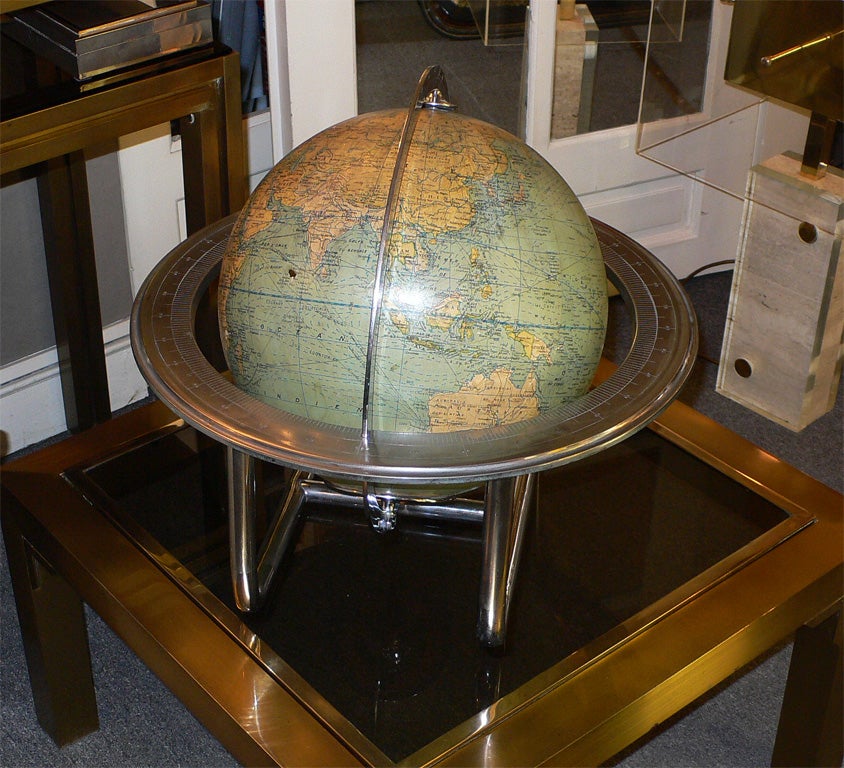 Mid-20th Century 1930s Terrestrial Globe by Jacques Adnet For Sale