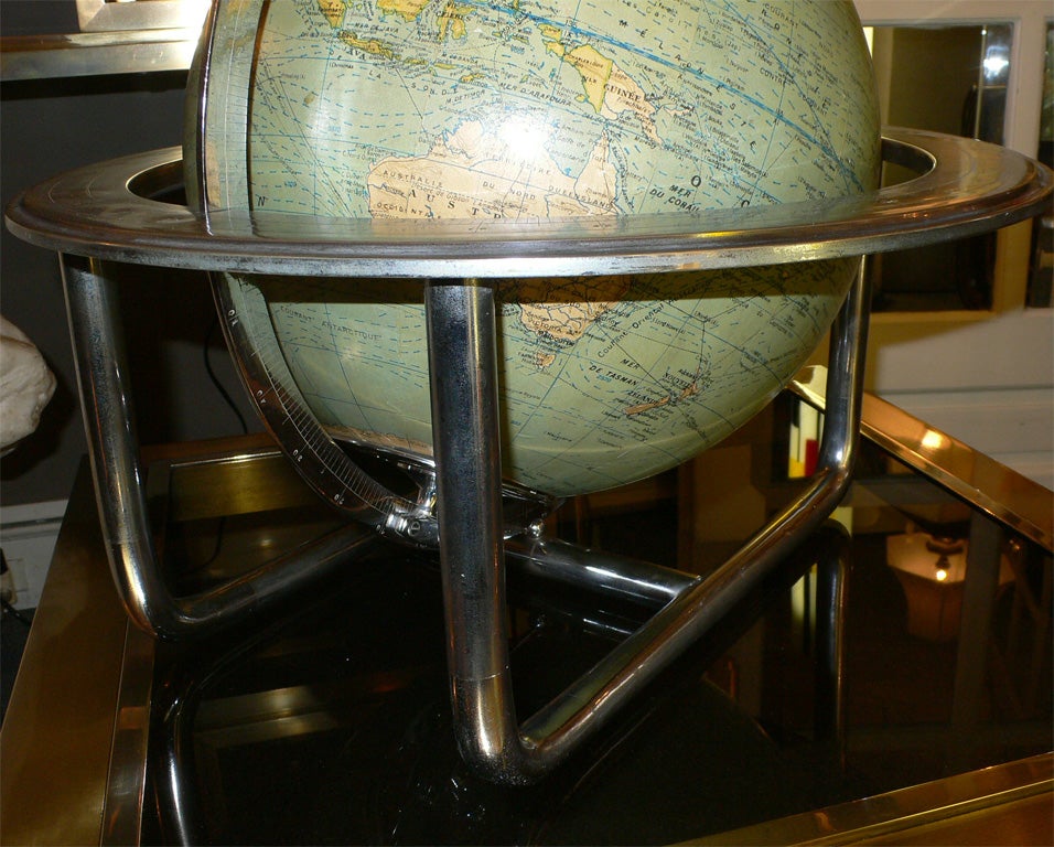 1930s Terrestrial Globe by Jacques Adnet For Sale 2