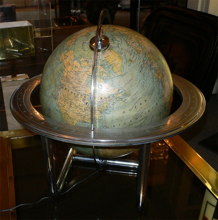 1930s Terrestrial Globe by Jacques Adnet For Sale 3