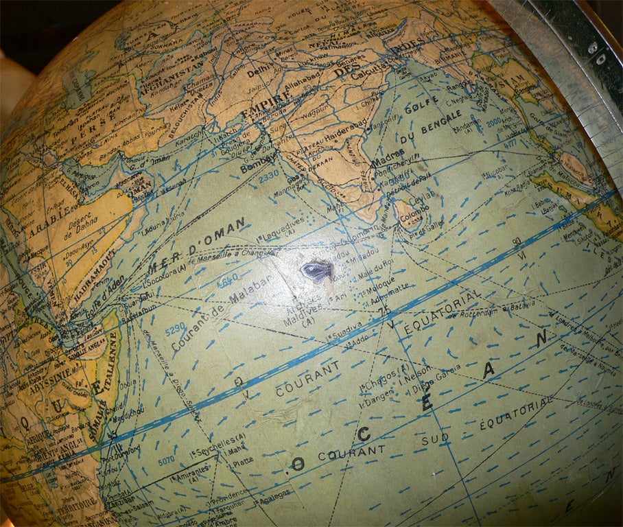 1930s Terrestrial Globe by Jacques Adnet For Sale 4