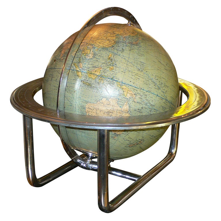 1930s Terrestrial Globe by Jacques Adnet For Sale
