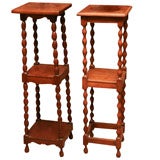 Pair of similar Anglo-Indian teak plant stands/etageres
