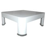 White lacquer Coffee Table w/ Lucite Feet