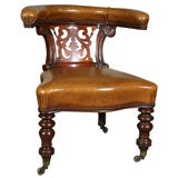 English mahogany barrel back desk chair, c. 1875
